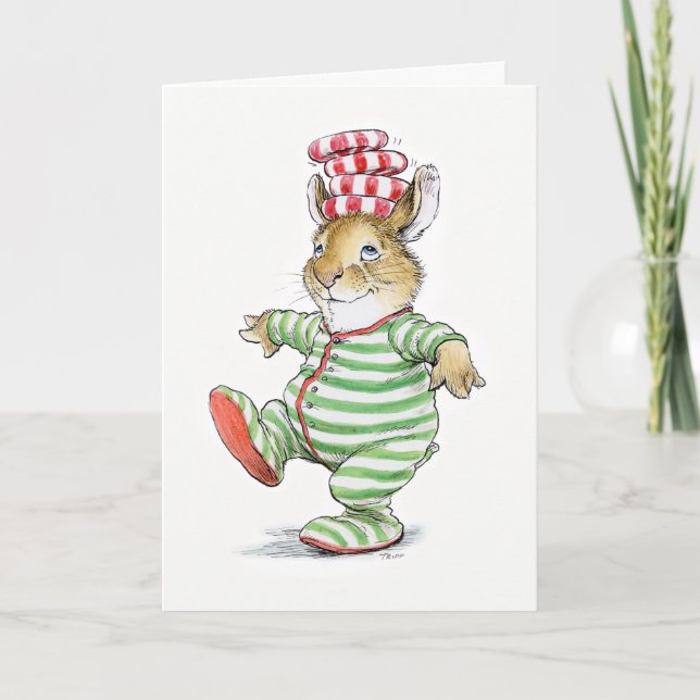Candy PJ's Bunny Christmas Card (Front)