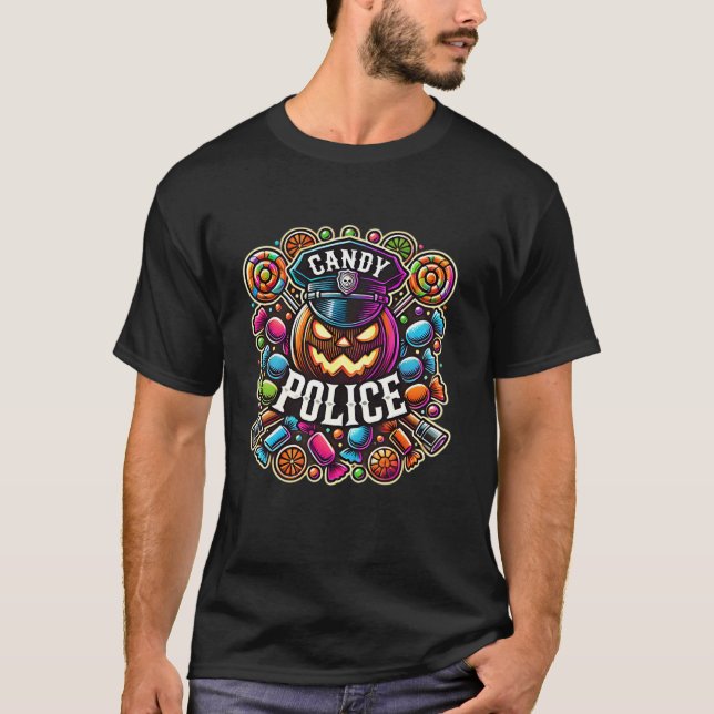 Candy Police Halloween Party Costume Funny Candy S T-Shirt (Front)