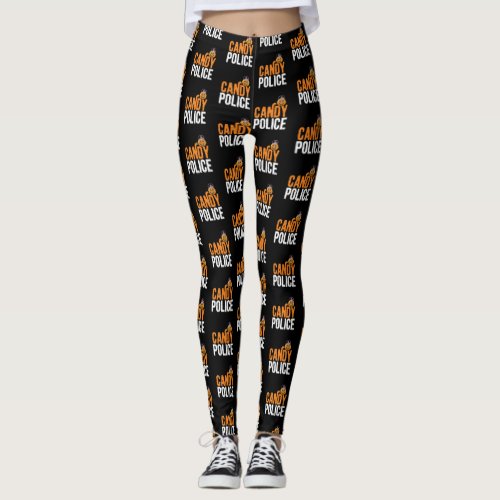 Candy Police Happy Halloween Trick Or Treat Leggings