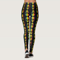Candy Pop Colorblock Skulls Womens Leggings
