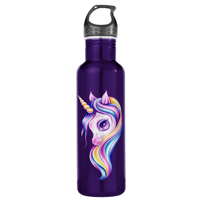 Candy Pop Unicorn Metallic Water Bottle (Front)