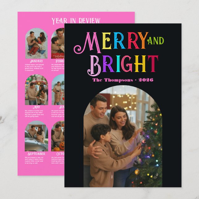 Candy Pop "Year in Review" Photos Christmas Holiday Card (Front/Back)