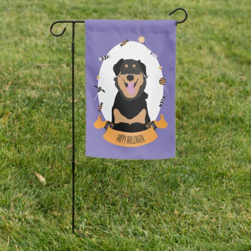 Candy Portrait Rottweiler Dog Purple Orange Garden Flag