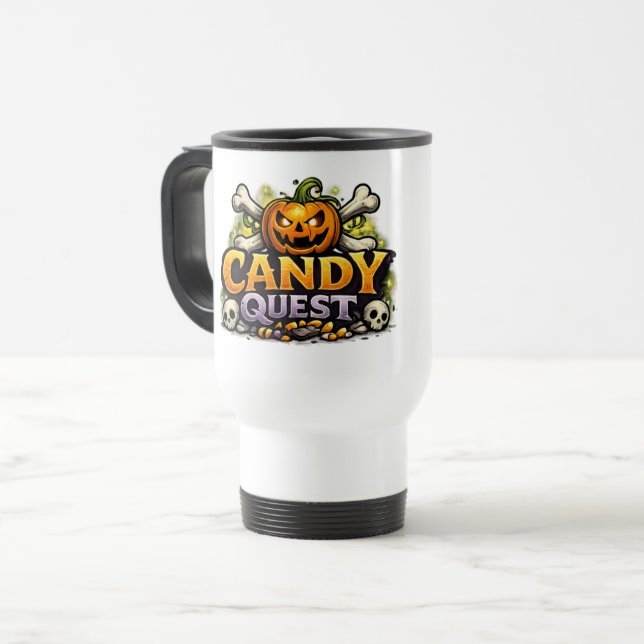Candy Quest App 'Knock' Logo Travel Mug (Front Left)