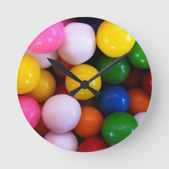 Candy rainbow gum balls round clock (Front)