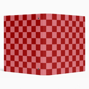 Candy Red and Candy Pink Checkerboard 3 Ring Binder
