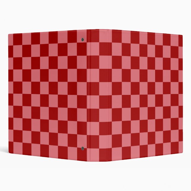 Candy Red and Candy Pink Checkerboard 3 Ring Binder (Background)