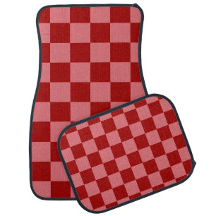 Candy Red and Candy Pink Checkerboard Car Floor Mat