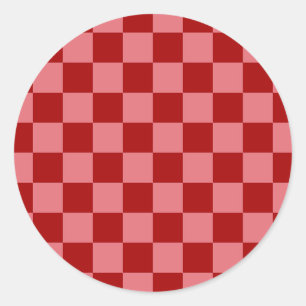 Candy Red and Candy Pink Checkerboard Classic Round Sticker