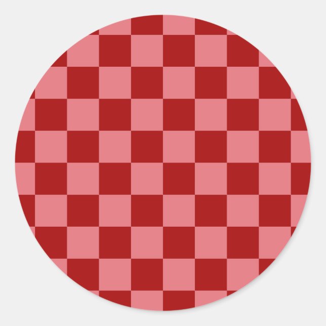 Candy Red and Candy Pink Checkerboard Classic Round Sticker (Front)