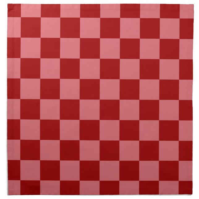 Candy Red and Candy Pink Checkerboard Cloth Napkin (Front)