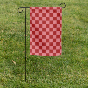 Candy Red and Candy Pink Checkerboard Garden Flag