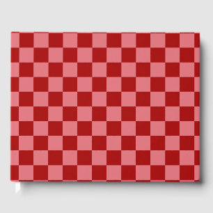 Candy Red and Candy Pink Checkerboard Guest Book