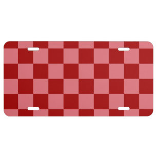 Candy Red and Candy Pink Checkerboard License Plate