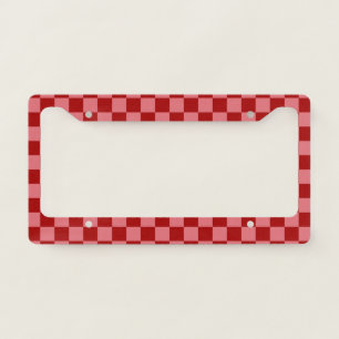 Candy Red and Candy Pink Checkerboard License Plate Frame