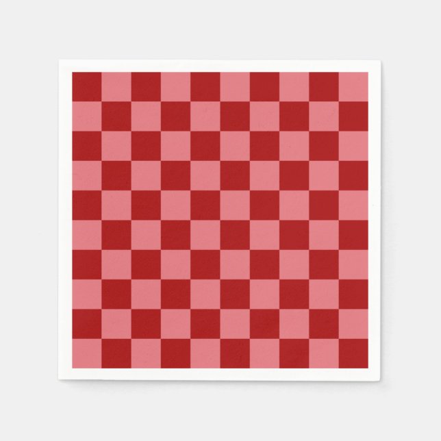 Candy Red and Candy Pink Checkerboard Napkins (Front)