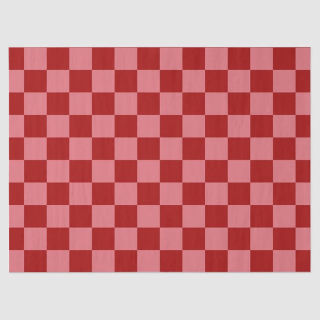 Candy Red and Candy Pink Checkerboard Tissue Paper (Front)