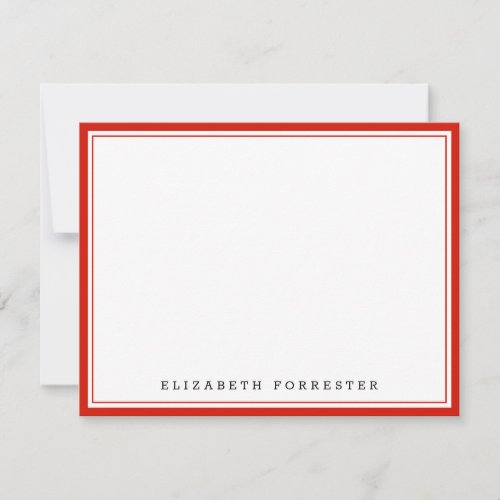 Candy Red Classic Double Border Correspondence Note Card