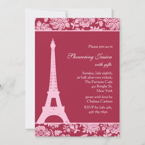 Candy Red in Paris Bridal Shower Invitation