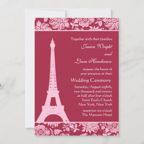 Candy Red in Paris Wedding Invitation