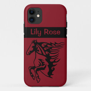 Candy Red Pony Horse Bronco Stallion Line Art iPhone 11 Case