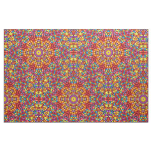 Candy Red Yellow Orange Vintage Kaleidoscope Fabric