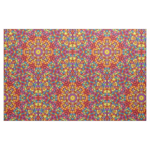 Candy Red Yellow Orange Vintage Kaleidoscope Fabric