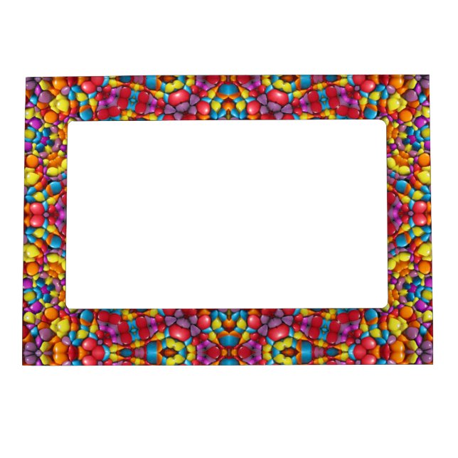Candy Red Yellow Orange Vintage Kaleidoscope Magnetic Picture Frame (Front)