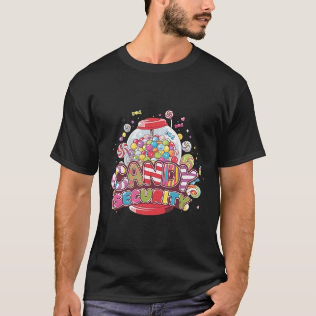 Candy Security Funny Halloween Costume Boys Girls  T-Shirt (Front)
