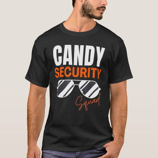 Candy Security Squad Halloween  Dad Mom Family Cre T-Shirt (Front)
