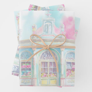 Candy shop at Paris watercolor Wrapping Paper Sheets