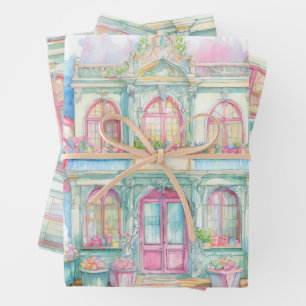 Candy shop at Paris watercolor Wrapping Paper Sheets