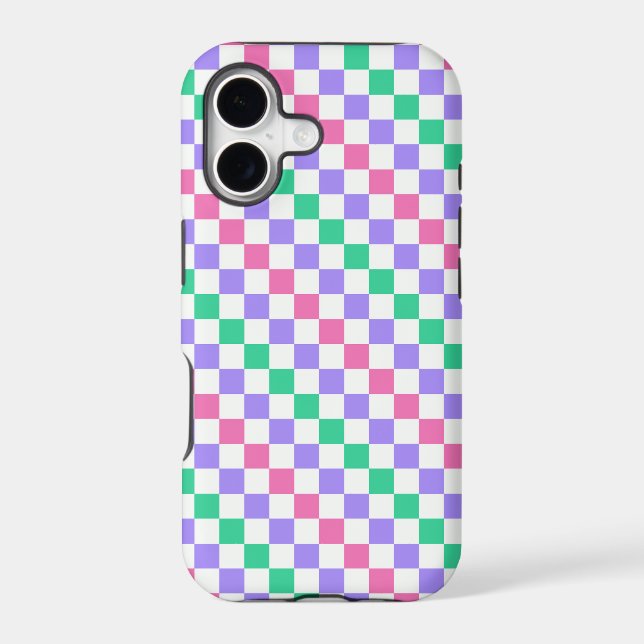 Candy shop diagonal checkerboard pattern iPhone case (Back)