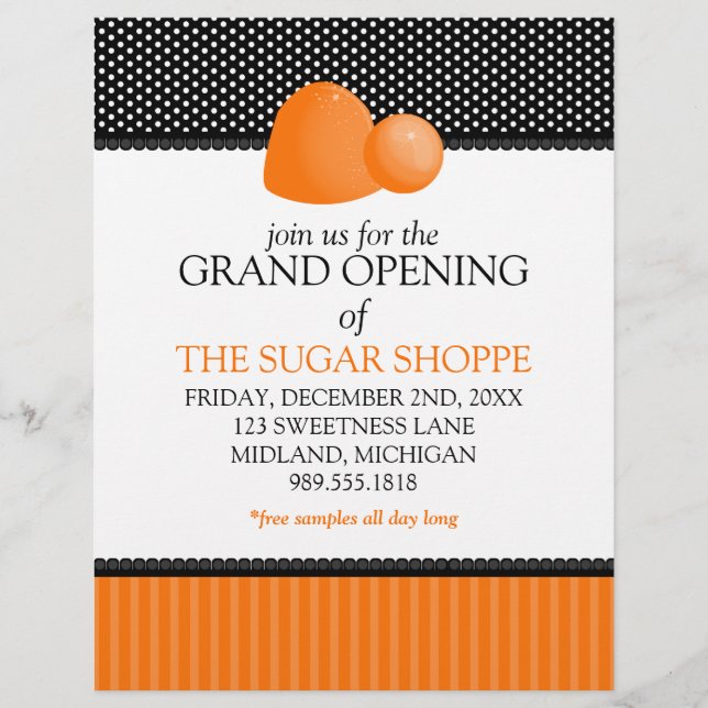Candy Shop Grand Opening Announcement Flyers (Front)