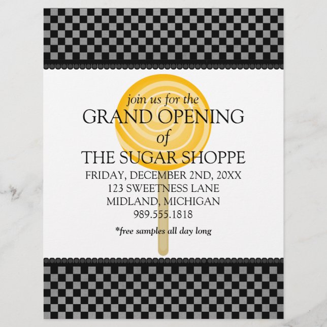 Candy Shop Grand Opening Announcement Flyers (Front)