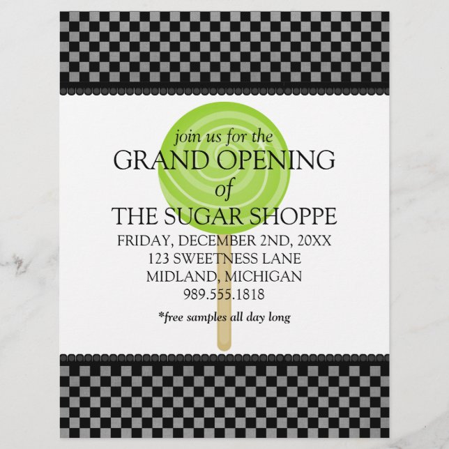 Candy Shop Grand Opening Announcement Flyers (Front)