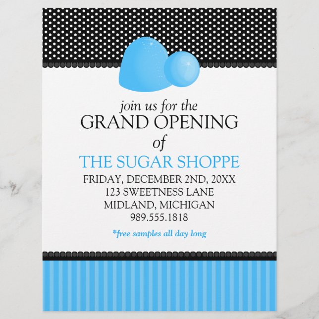 Candy Shop Grand Opening Announcement Flyers (Front)