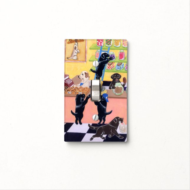 Candy Shop Labradors Painting Light Switch Cover (In Situ)