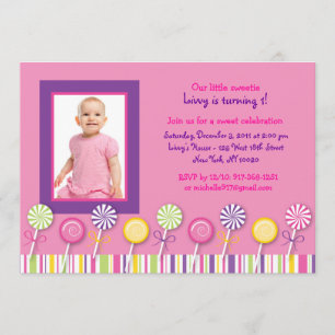Candy Shop Lollipop Birthday Invitations