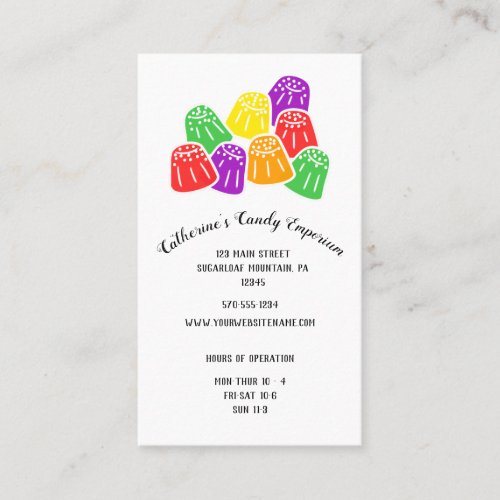 Candy Shop Store Gumdrops Info and Hours Business Card