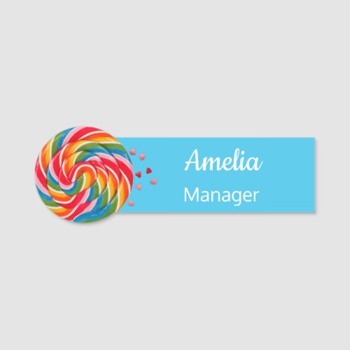 Candy Shop Sweets Store Lollipop Employee Name Tag