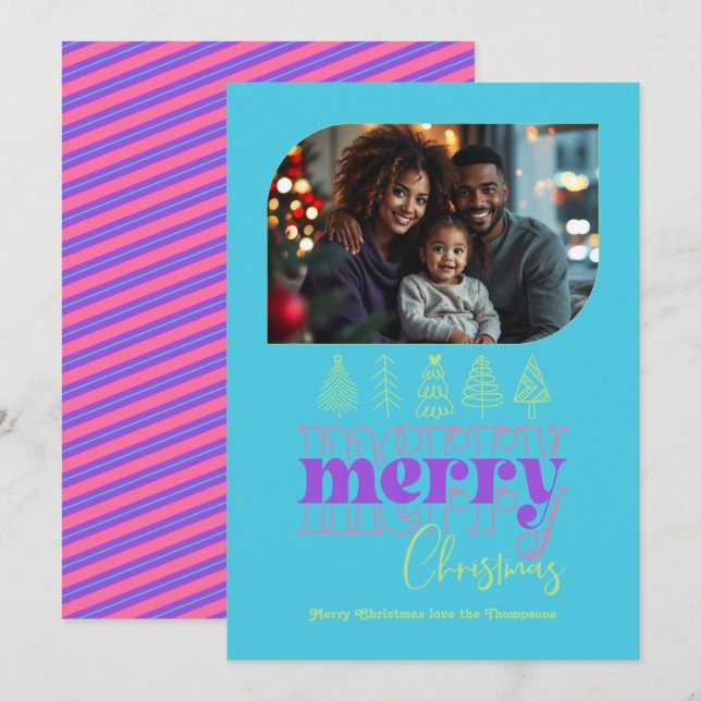 Candy Shop Tree Doodle Modern Retro Holiday Photo (Front/Back)