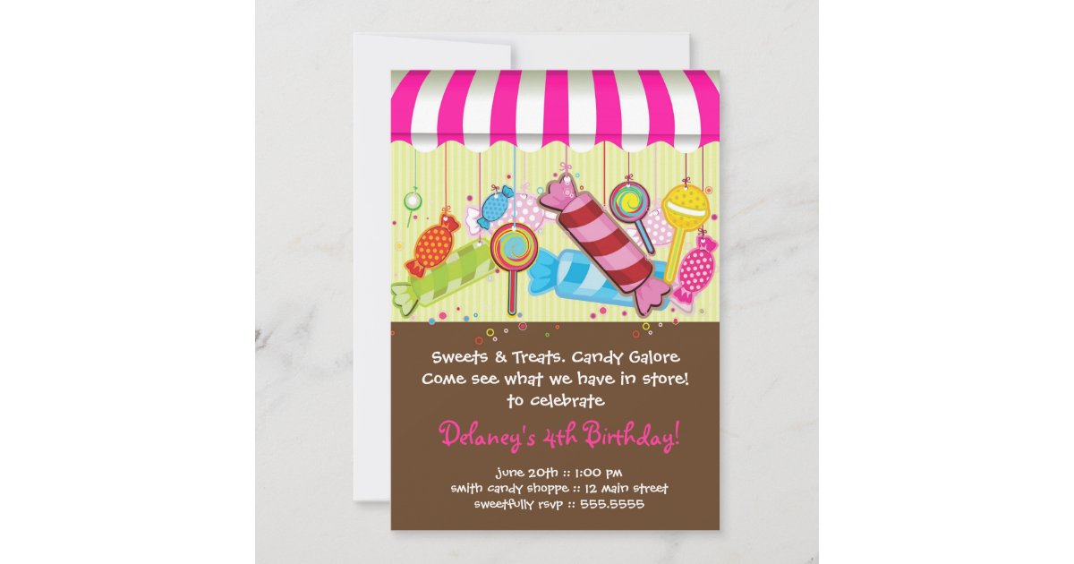 Candy Shoppe Birthday Invitation | Zazzle