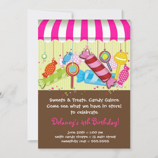 Candy Shoppe Birthday Invitation (Front)