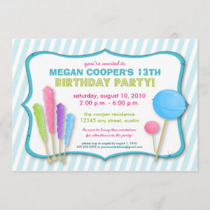 Candy Shoppe Birthday Party Invitation (blue)