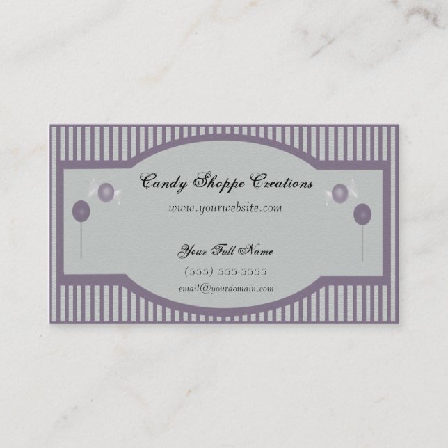 Candy Shoppe Business Card - Purple (Front)