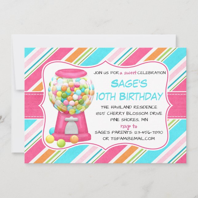 Candy Shoppe Sweet Shop Birthday Invitations (Front)