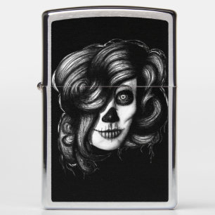 Candy Skull Day of the Dead Girl Drawing Zippo Lighter