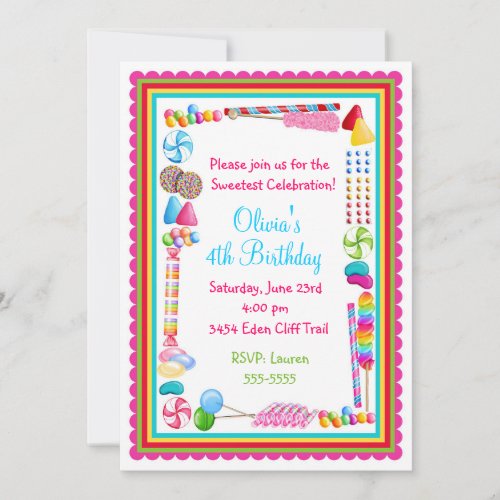 Candy Sprinkle Birthday Invitations