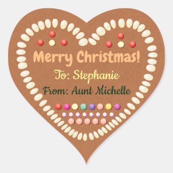 Candy-sprinkled German Gingerbread Heart Heart Sticker by XmasJoy at Zazzle